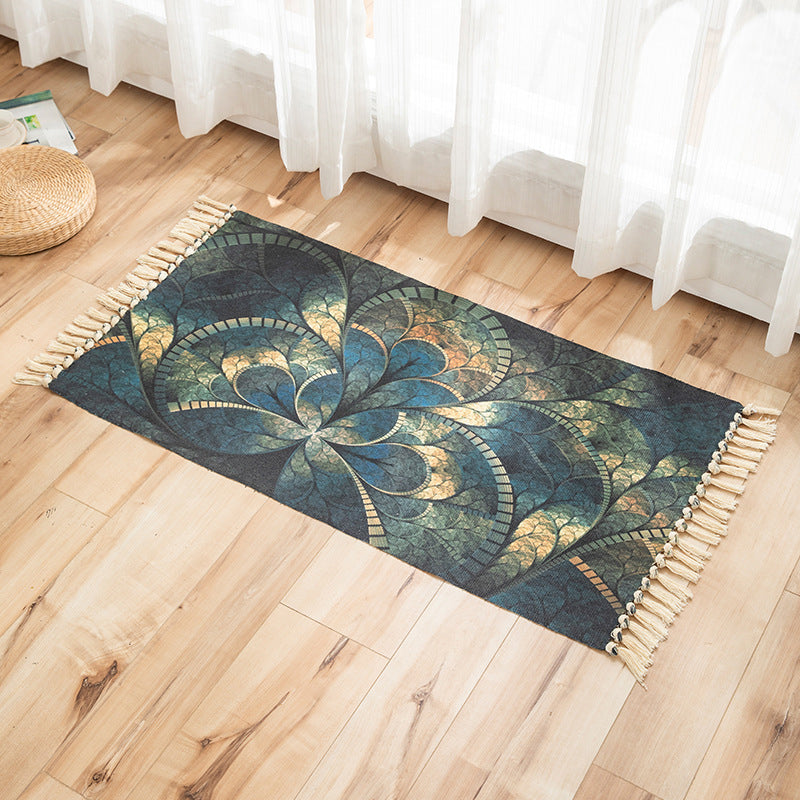 Levendige planten gebreide vloerkleed multi -gekleurde modern tapijt synthetisch huisdiervriendelijk tapijt voor logeerkamer