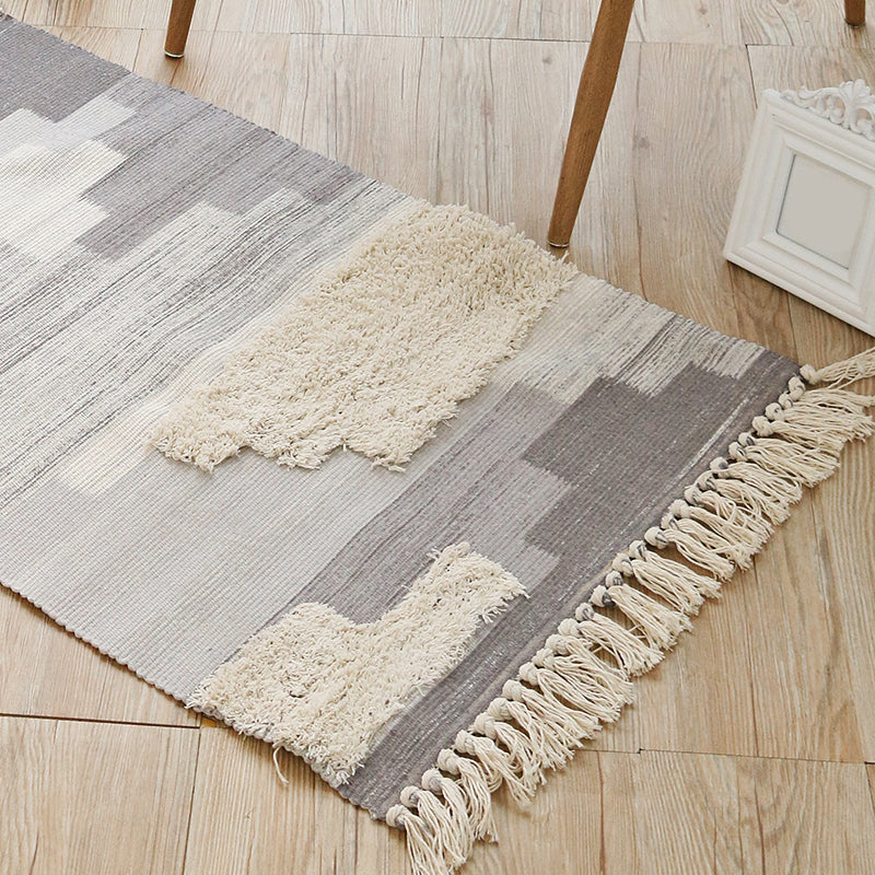 Retro Bohemian Rug Distressed Color Wood Plank Rug Washable Carpet for Room
