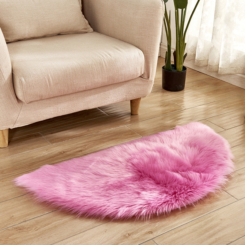 Semicircle Plain Rug Multi-Color Simplicity Carpet Fluffy Washable Stain Resistant Rug for Living Room
