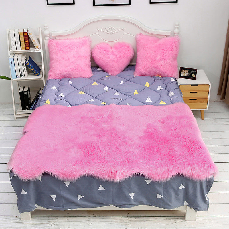 Shaggy Plain Rug Multi-Color Scandinavian Carpet Faux Fur Machine Washable Non-Slip Backing Pet Friendly Rug for Home