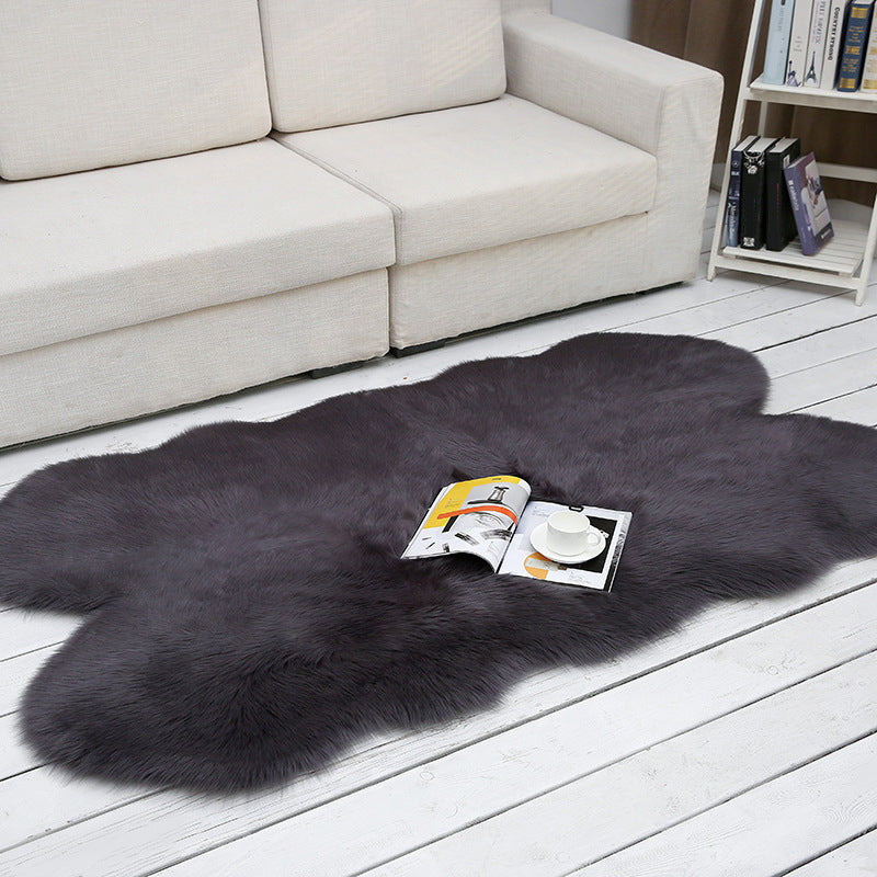 Shaggy Plain Rug Multi-Color Scandinavian Carpet Faux Fur Machine Washable Non-Slip Backing Pet Friendly Rug for Home