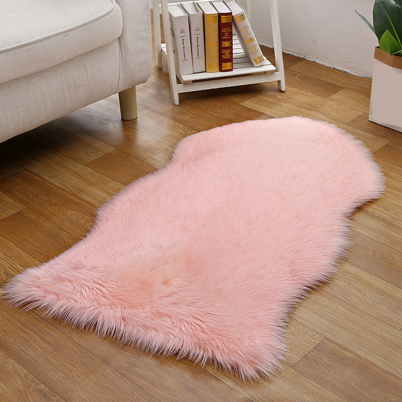 Shaggy Plain Rug Multi-Color Scandinavian Carpet Faux Fur Machine Washable Non-Slip Backing Pet Friendly Rug for Home