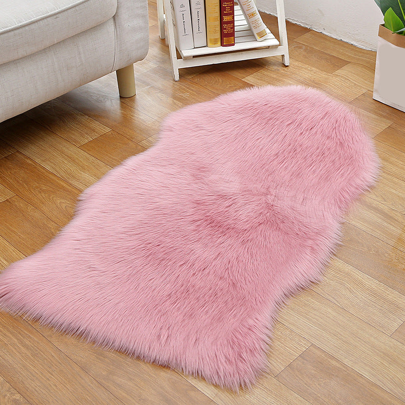 Shaggy Plain Rug Multi-Color Scandinavian Carpet Faux Fur Machine Washable Non-Slip Backing Pet Friendly Rug for Home