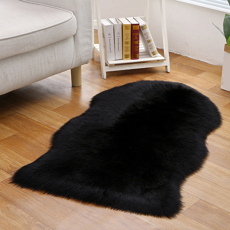 Shaggy Plain Rug Multi-Color Scandinavian Carpet Faux Fur Machine Washable Non-Slip Backing Pet Friendly Rug for Home