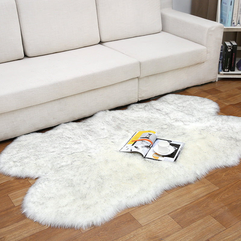 Shaggy Plain Rug Multi-Color Scandinavian Carpet Faux Fur Machine Washable Non-Slip Backing Pet Friendly Rug for Home