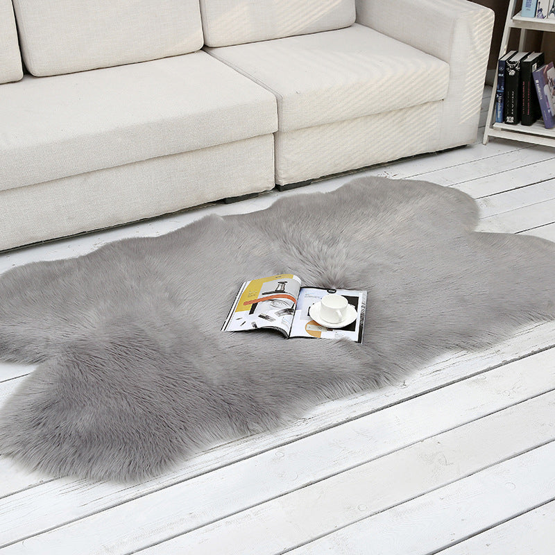 Shaggy Plain Rug Multi-Color Scandinavian Carpet Faux Fur Machine Washable Non-Slip Backing Pet Friendly Rug for Home