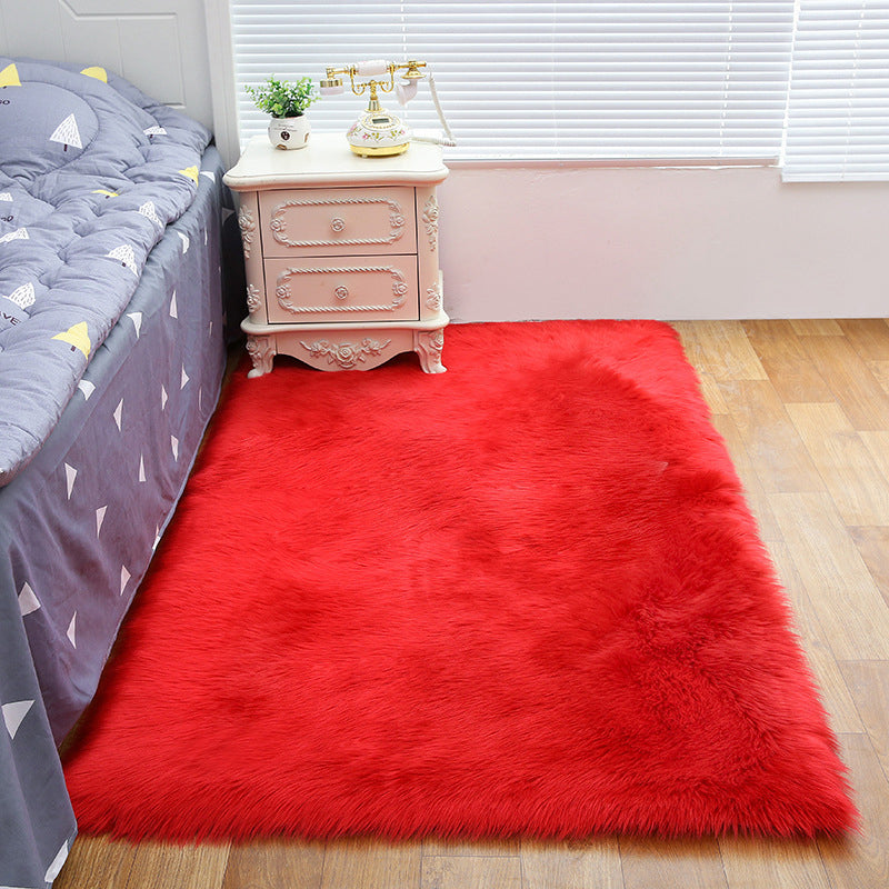Shag Plain Rug Multi Color Simple Area Carpet Polypropylene Washable Anti-Slip Stain Resistant Rug for Room