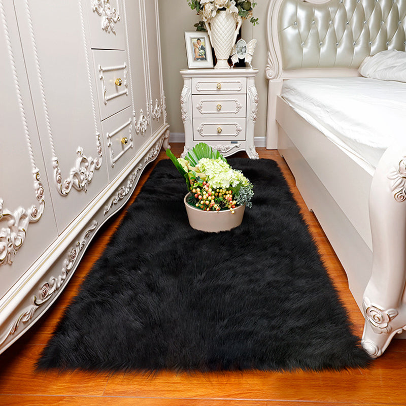 Cozy Plain Rug Faux Fleece Simplicity Carpet Washable Stain Resistant Non-Slip Rug for Girls Bedroom