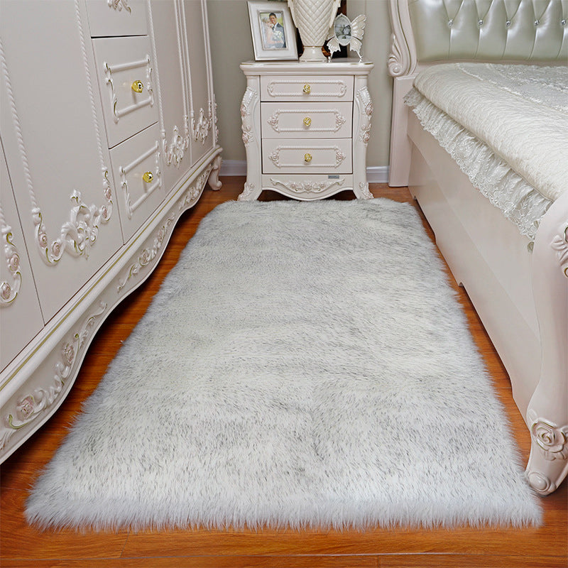 Cozy Plain Rug Faux Fleece Simplicity Carpet Washable Stain Resistant Non-Slip Rug for Girls Bedroom