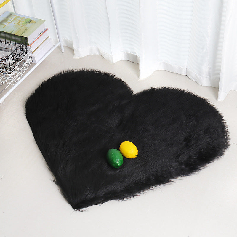 Multicolor Modernist Rug Faux Fleece Plain Love-Shaped Rug Washable Stain Resistant Pet-Friendly Carpet for Living Room