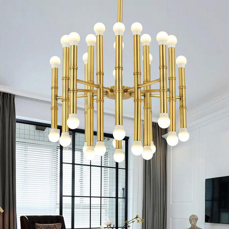 Metallflöte hängende Kronleuchter moderne 30 Lichter Schwarz/Silber/Gold Suspension Licht für Wohnzimmer