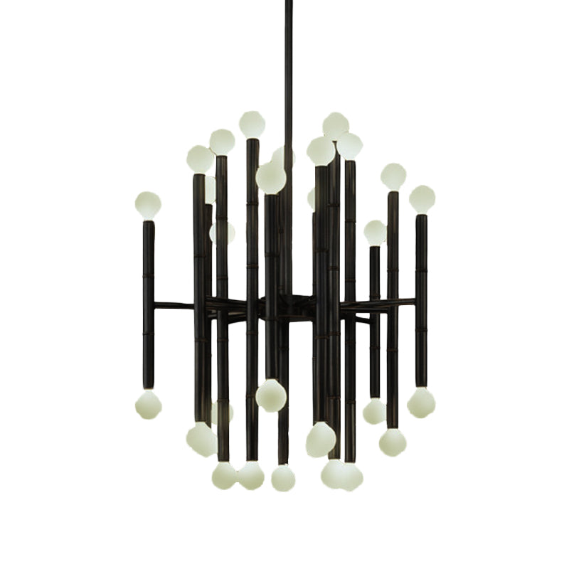 Metallflöte hängende Kronleuchter moderne 30 Lichter Schwarz/Silber/Gold Suspension Licht für Wohnzimmer