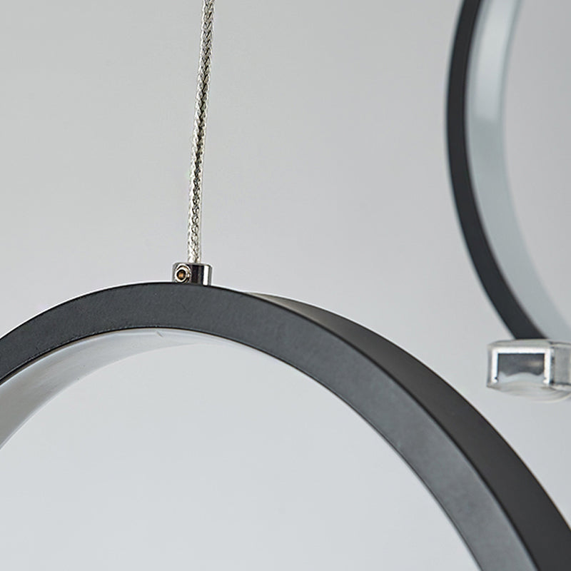 Linear and Ring Ceiling Chandelier Simple Acrylic 1/2 Light Black Hanging Light in Warm/White Light