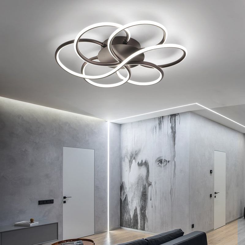 Blumenform Acryl Flush Mount Moderne LED Weiß/Kaffee Flush Mount Leuchte in Weiß/Warmes Licht, 16.5"/23.5"/31.5" Breite