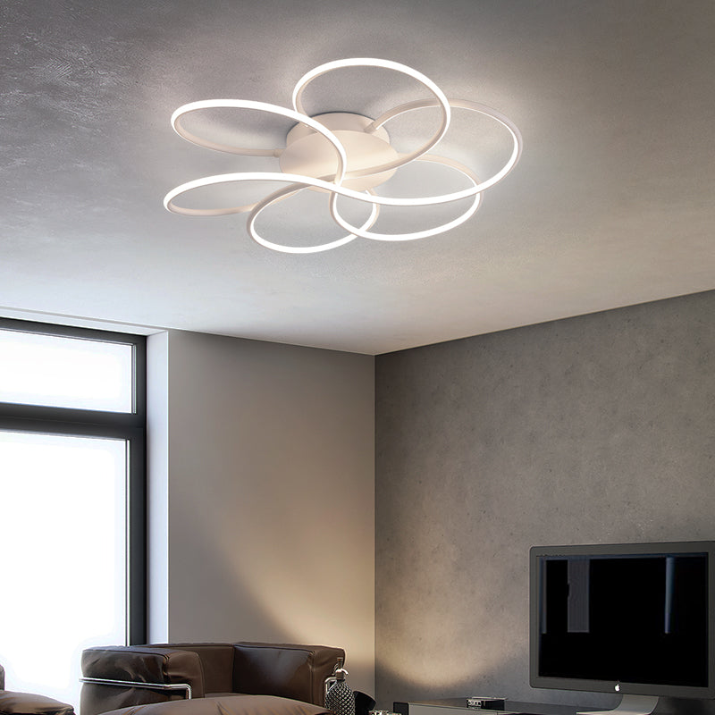 Blumenform Acryl Flush Mount Moderne LED Weiß/Kaffee Flush Mount Leuchte in Weiß/Warmes Licht, 16.5"/23.5"/31.5" Breite