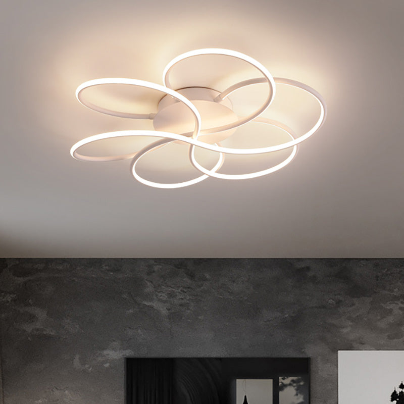 Blumenform Acryl Flush Mount Moderne LED Weiß/Kaffee Flush Mount Leuchte in Weiß/Warmes Licht, 16.5"/23.5"/31.5" Breite