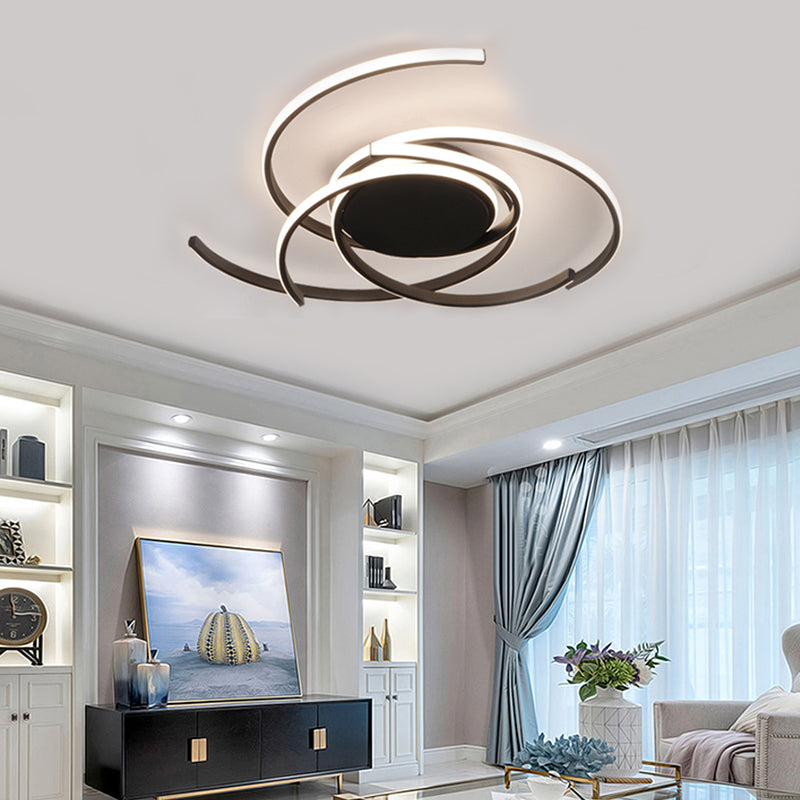 22"/29.5" Wide Twisted Flush Mount Light Contemporary Acrylic Led White/Black Flush Mount Ceiling Lamp in White/Warm Light