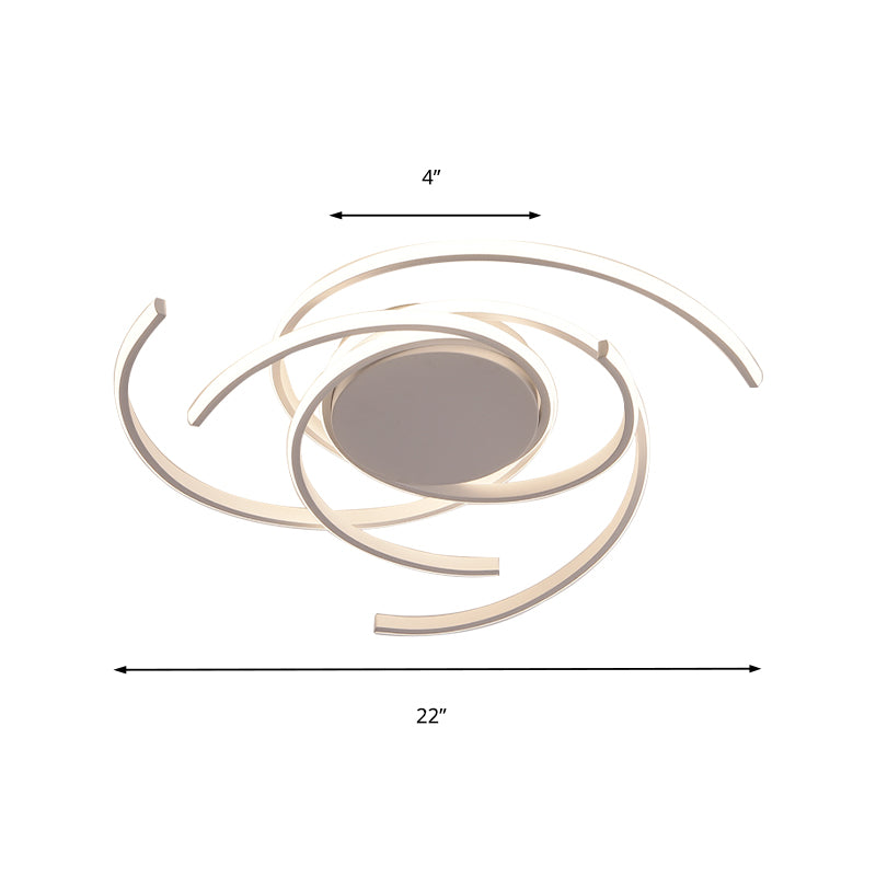 22"/29.5" Wide Twisted Flush Mount Light Contemporary Acrylic Led White/Black Flush Mount Ceiling Lamp in White/Warm Light