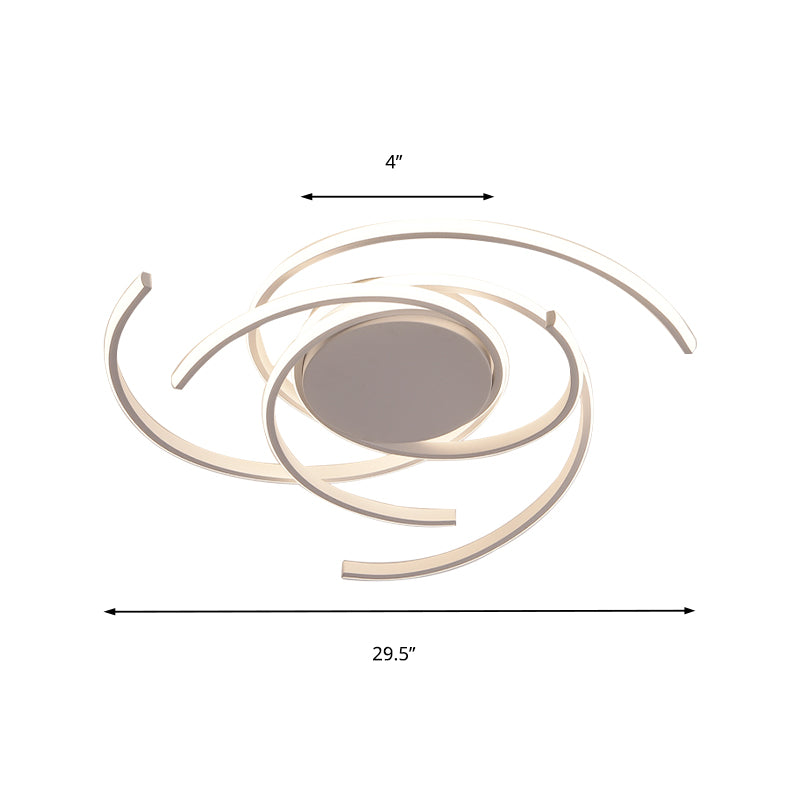 22"/29.5" Wide Twisted Flush Mount Light Contemporary Acrylic Led White/Black Flush Mount Ceiling Lamp in White/Warm Light