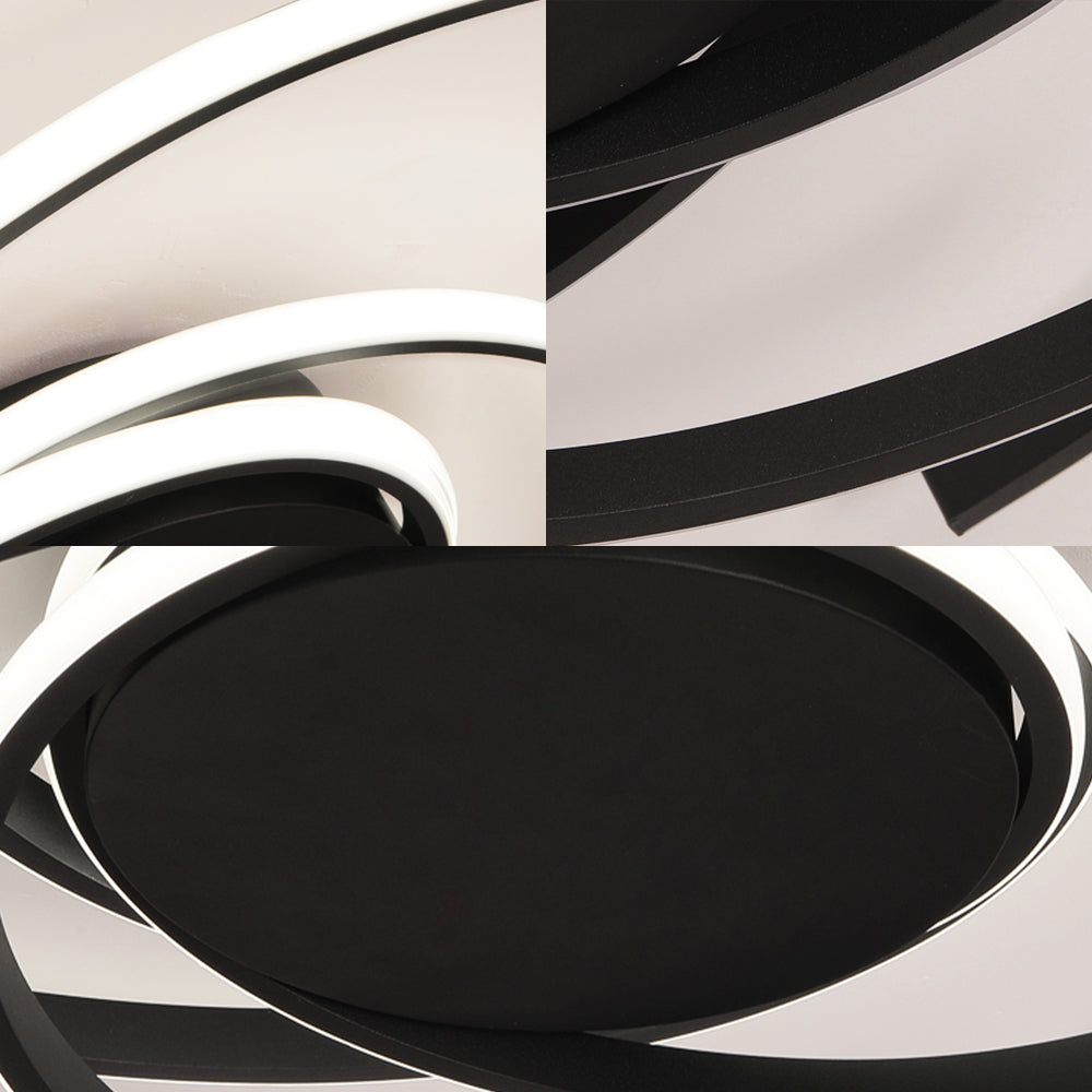 22"/29.5" Wide Twisted Flush Mount Light Contemporary Acrylic Led White/Black Flush Mount Ceiling Lamp in White/Warm Light