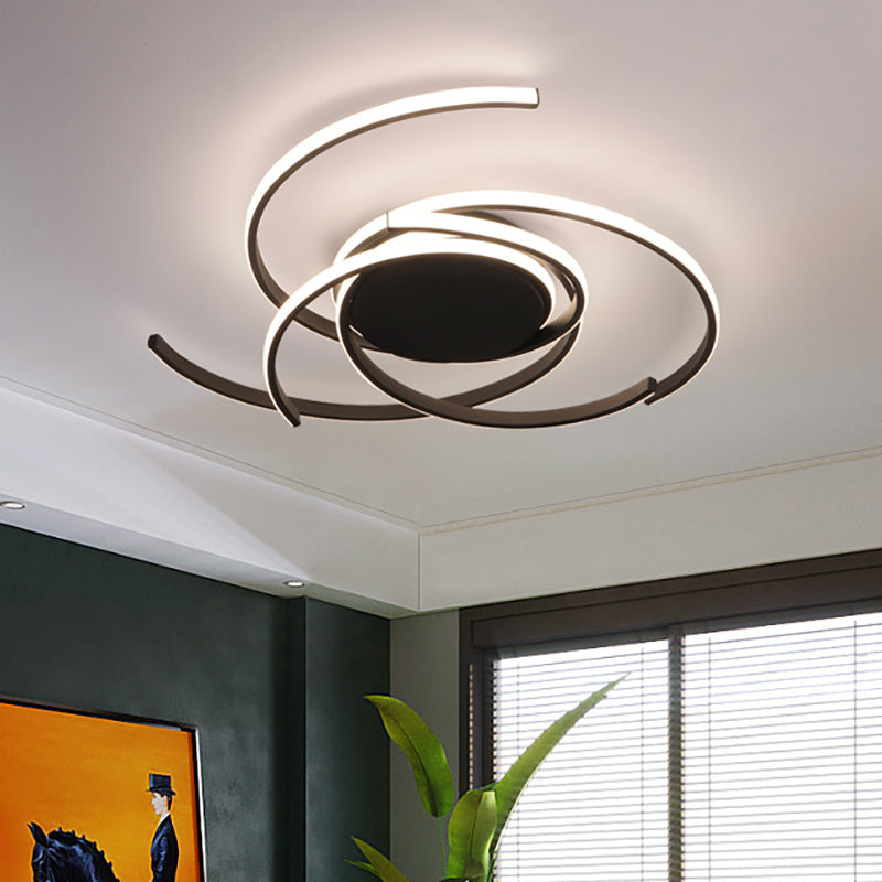 22"/29.5" Wide Twisted Flush Mount Light Contemporary Acrylic Led White/Black Flush Mount Ceiling Lamp in White/Warm Light