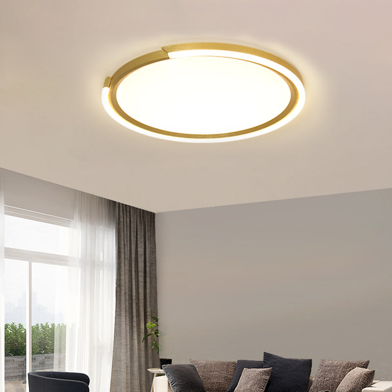 Round Acrylic Flush Mount Lighting Modern Led 15"/18"/23" Wide White/Black/Gold Flush Ceiling Lamp Fixture in Warm Light