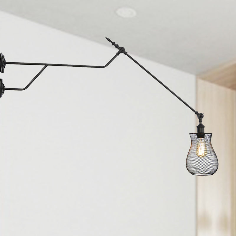 1 Light Metal Wall Lamp Industrial Black Cylinder/Bottle Shade Indoor Sconce Light Fixture