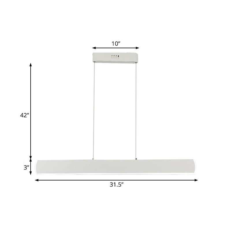 Linearanhänger leichte minimalistische Acryl weiße LED Hängende Deckenleuchte für Esszimmer, 31,5 "/39" breit
