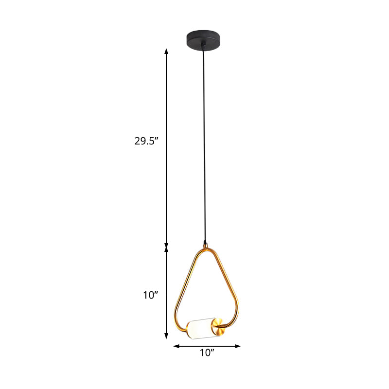 Luz colgante colgante LED de estilo simple con tono de lámina de sombra de cilindro de vidrio blanco