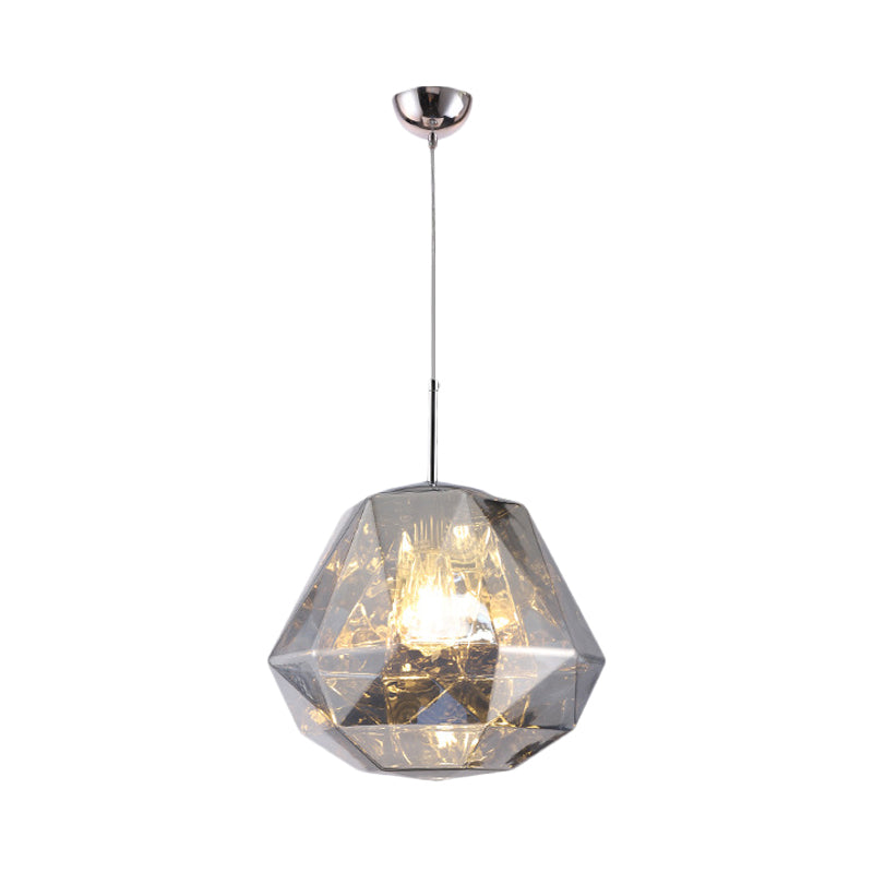 Modern 1 Light Pendant Lamp with Acrylic Shade Black/Silver/Blue Diamond Hanging Ceiling Light