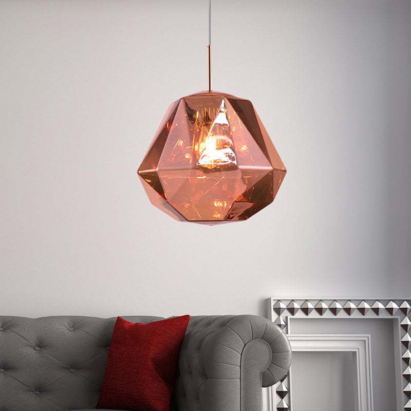 Modern 1 Light Pendant Lamp with Acrylic Shade Black/Silver/Blue Diamond Hanging Ceiling Light