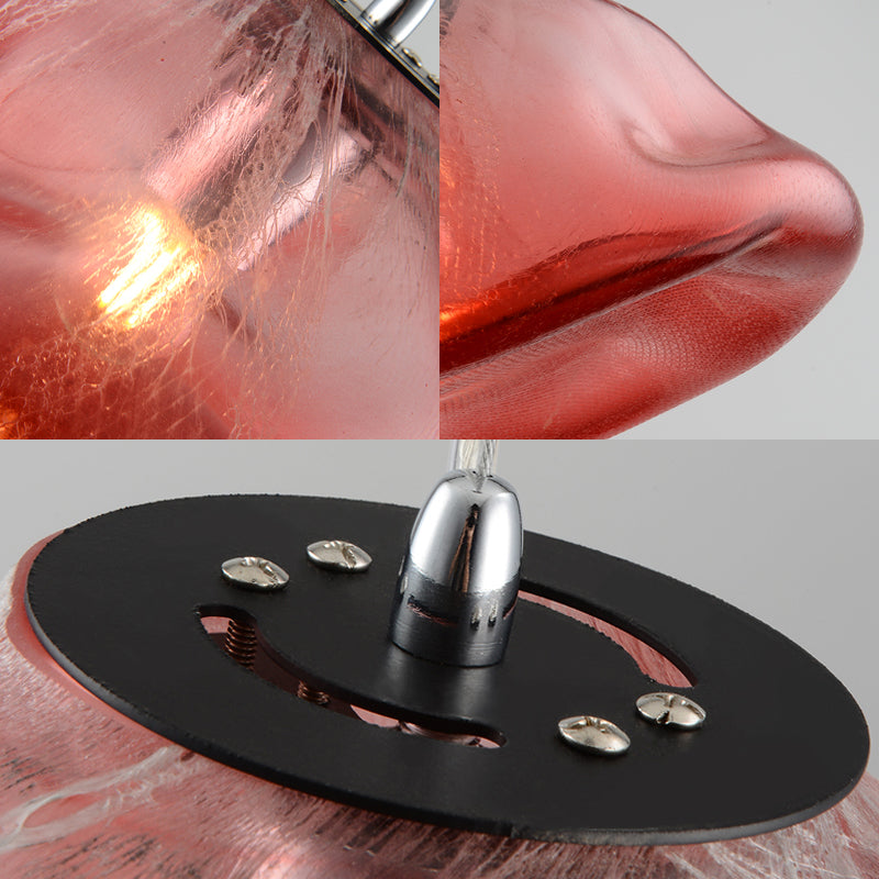 Luce a sospensione in vetro di fusione irregolare moderna 1 luce argento/rosso/blu sospeso per soggiorno, largo 8 "/12"