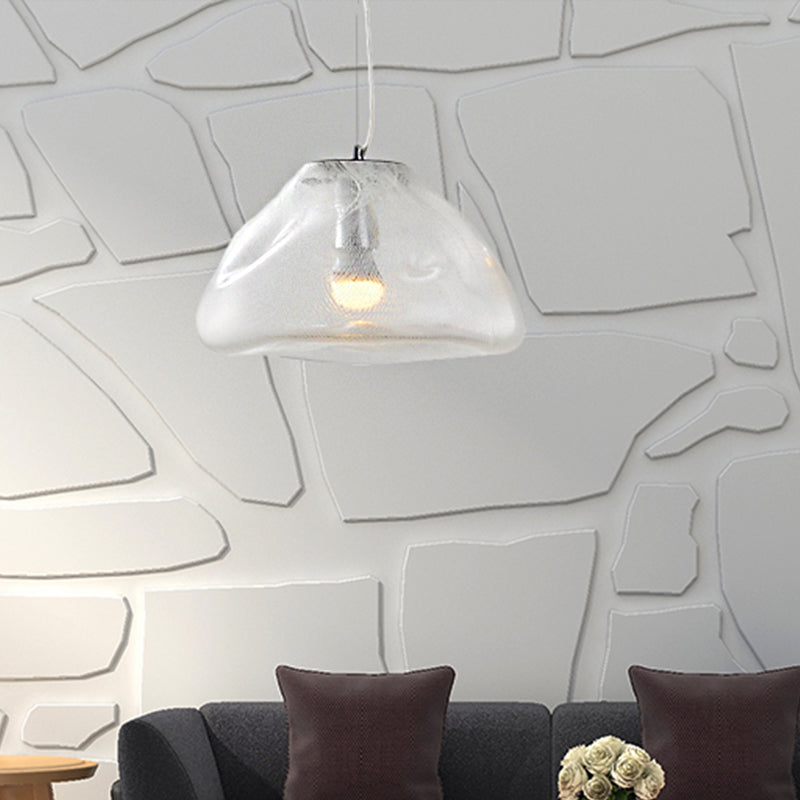 Luce a sospensione in vetro di fusione irregolare moderna 1 luce argento/rosso/blu sospeso per soggiorno, largo 8 "/12"