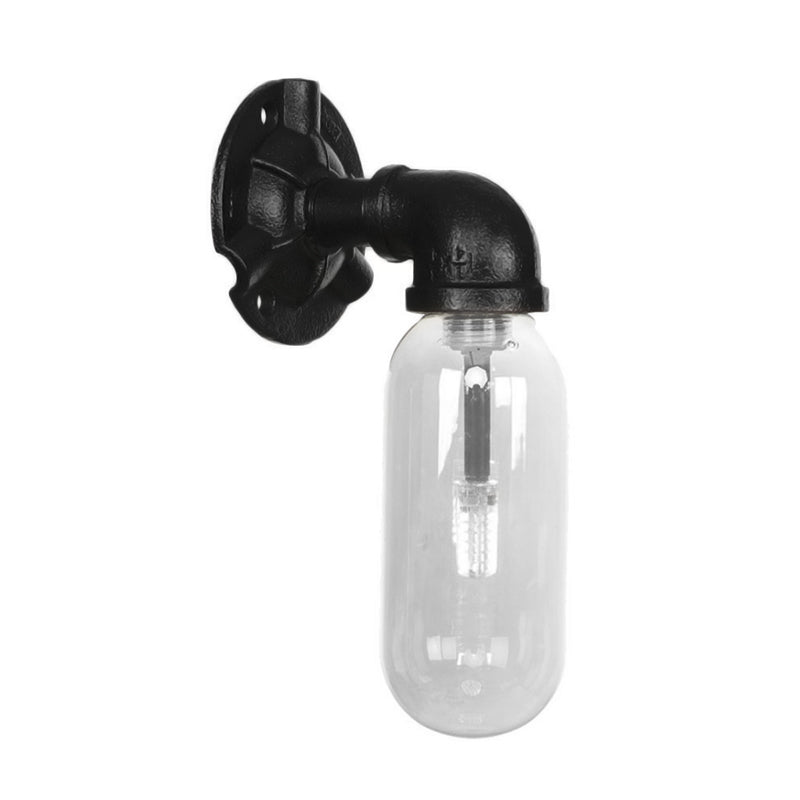 Capsule noire Shade Light Light Industrial Clear Verre 1 Corridor Light Corridor Mur Moupping avec conception de tuyaux