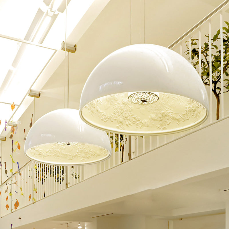 Lampada a sospensione per tonalità a cupola con motivo a fiore all'interno di metallo moderno 1 luce chiaro/caffè/luce appennata a sospensione, largo 16 "/23.5" /35.5 "