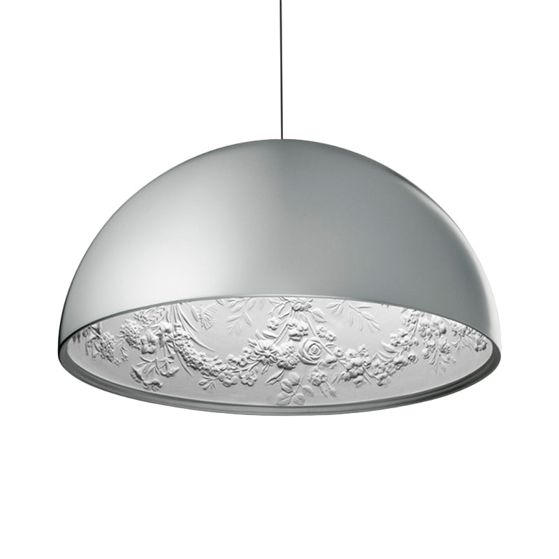 Lampada a sospensione per tonalità a cupola con motivo a fiore all'interno di metallo moderno 1 luce chiaro/caffè/luce appennata a sospensione, largo 16 "/23.5" /35.5 "