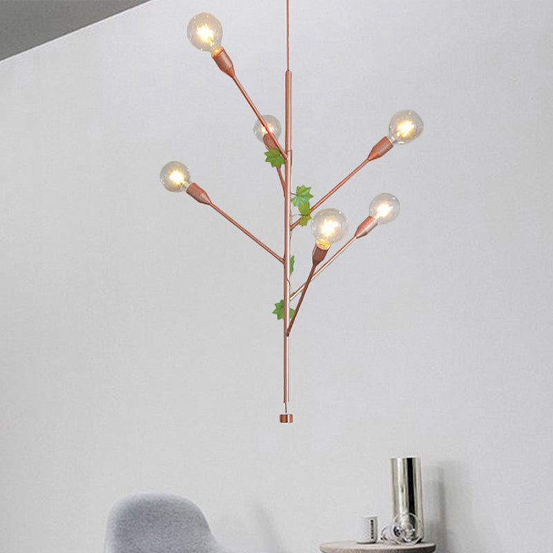 Lámpara de colgante de rama Metal moderno 3/6 luces de oro/rosa Gold Grupante para comedor para comedor