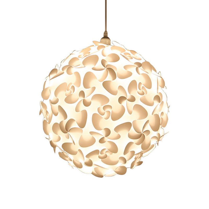 Art Deco 1 Light Pendse Light con sombra de plástico Globe White Hanging Techo Light, 18 "/23.5" W