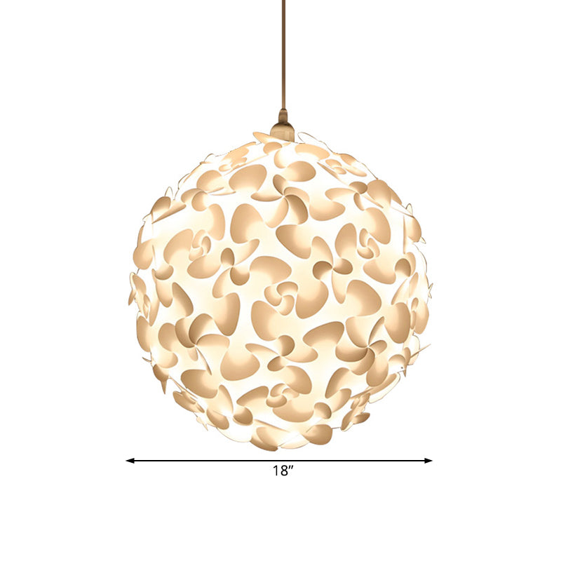 Art Deco 1 Light Pendant Light with Plastic Shade White Globe Hanging Ceiling Light, 18"/23.5" W