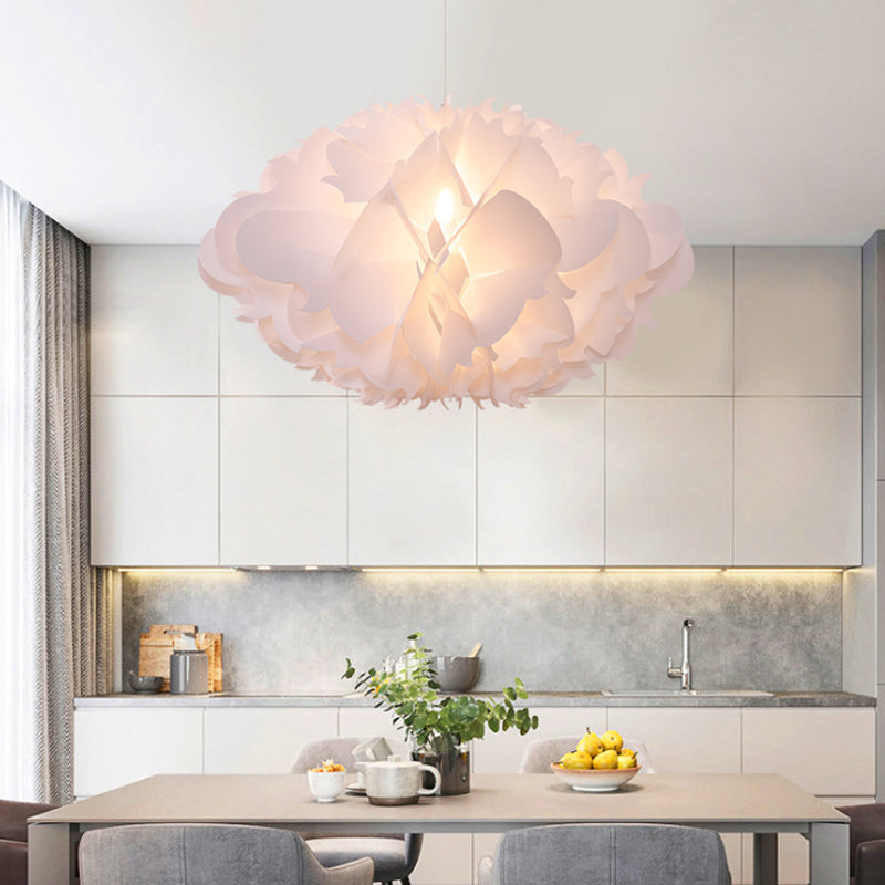 Cloud Hanging Ceiling Light Art Deco Acrylic 1 Light White Suspension Light for Dining Room, 16"/23.5" Wide