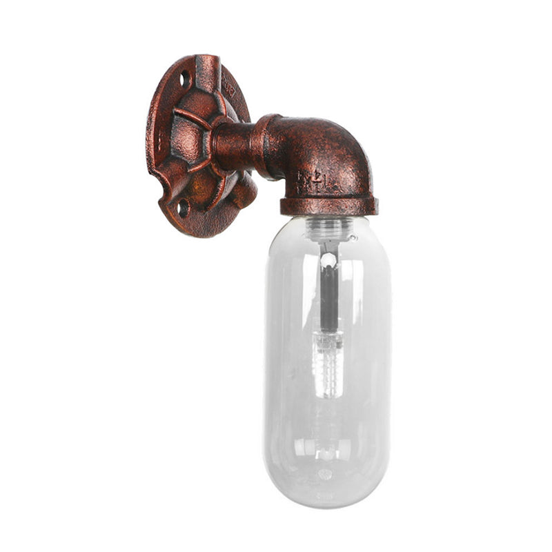 1 lampadina in vetro trasparente illuminazione da parete in vetro industriale in rame ovale sconde lampada da letto con design del tubo