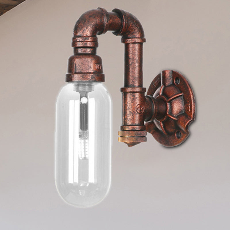 1 lampadina in vetro trasparente illuminazione da parete in vetro industriale in rame ovale sconde lampada da letto con design del tubo