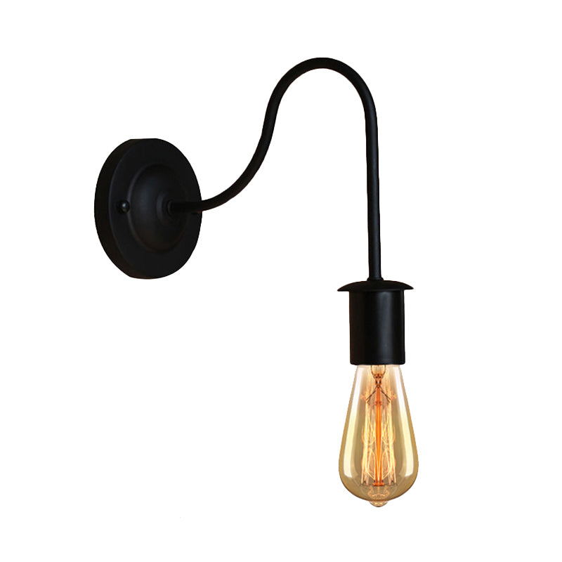 7 "/ 11" dia 1 Éclairage mural de tête vintage lampe murale en métal de bras en bouche vintage avec ampoule nue en noir