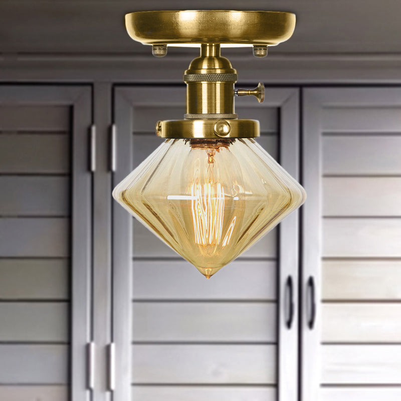 1 éclairage de plafond en verre clair léger / ambre