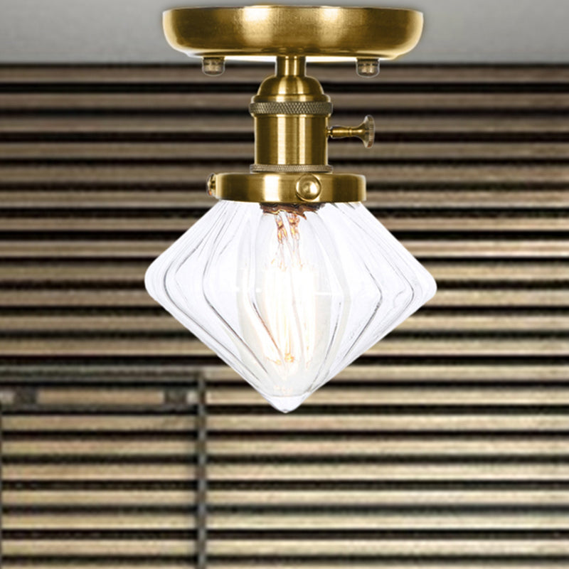 1 éclairage de plafond en verre clair léger / ambre
