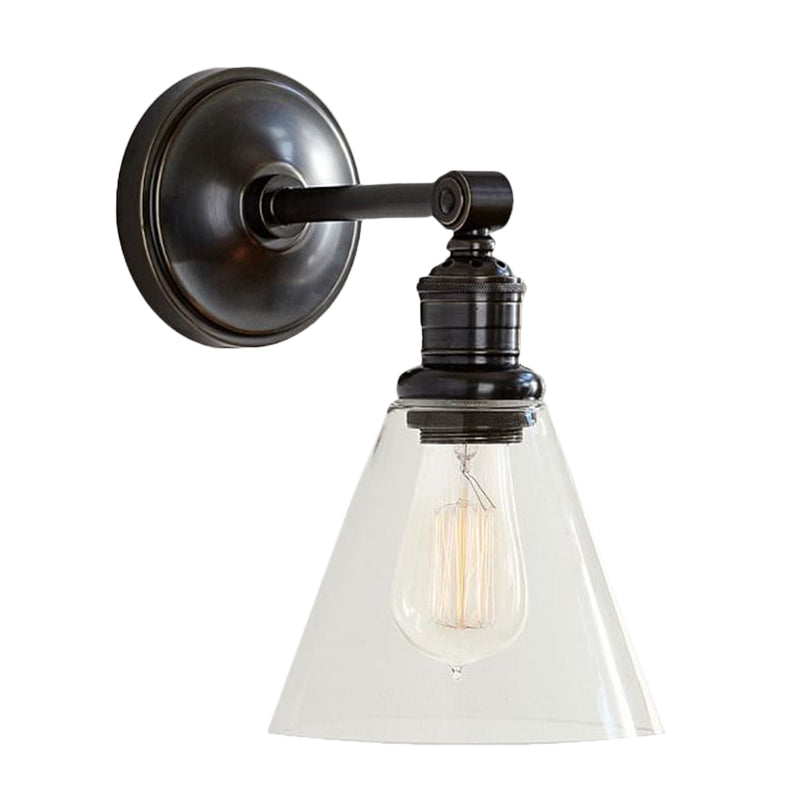 Metal Black/Chrome Sconce Light Globe/Cone 1-Light Industrial Wall Mounted Lighting for Bedroom