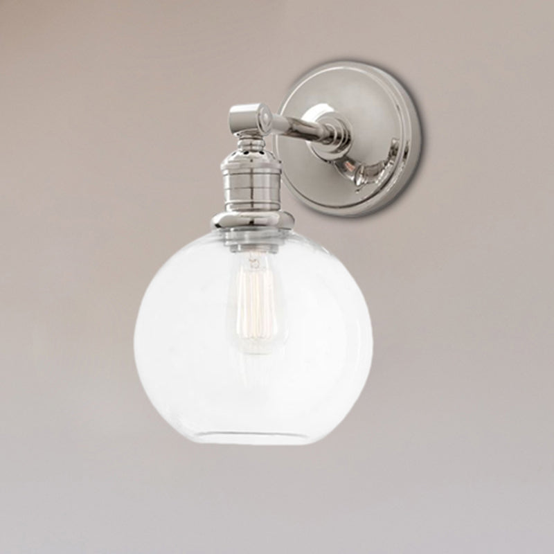 Metal Black/Chrome Sconce Light Globe/Cone 1-Light Industrial Wall Mounted Lighting for Bedroom