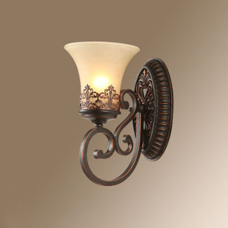 Bell Shade Frosted Glass Wall Mount Light Retro Corridor Wall Lighting for Bedroom