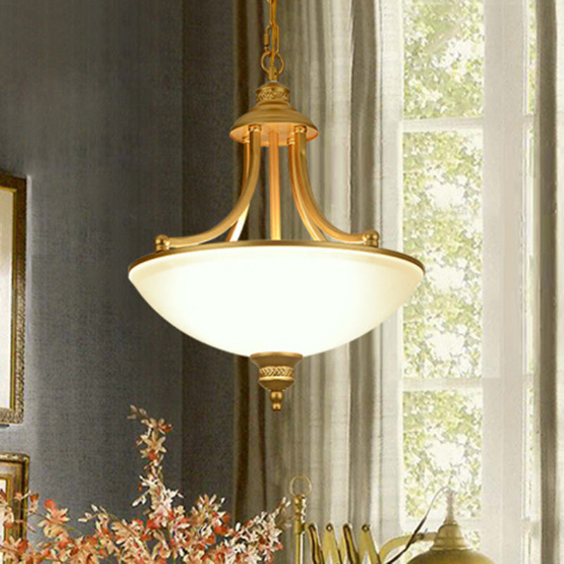 Luz de vaso de vidrio de cúpula invertida Luz Classic 3 cabezas de comedor Luz colgante de luz