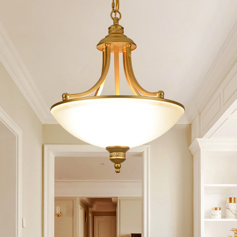 Luz de vaso de vidrio de cúpula invertida Luz Classic 3 cabezas de comedor Luz colgante de luz